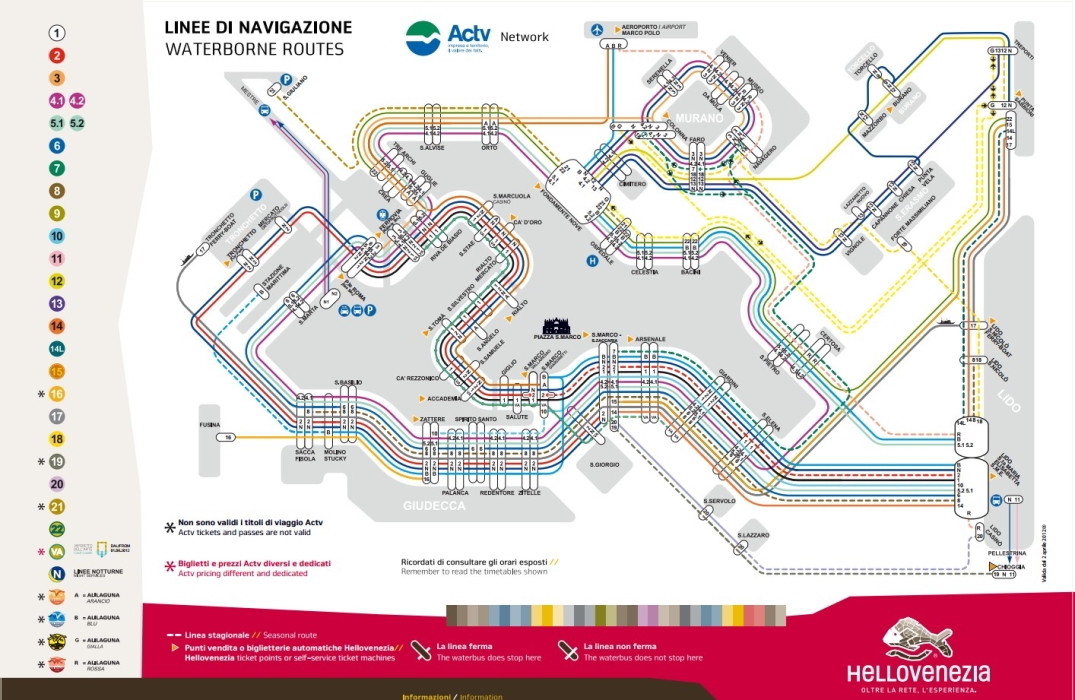 Clica aquí para ver las líneas de recorrido del vaporetto Líneas de recorrido del vaporetto